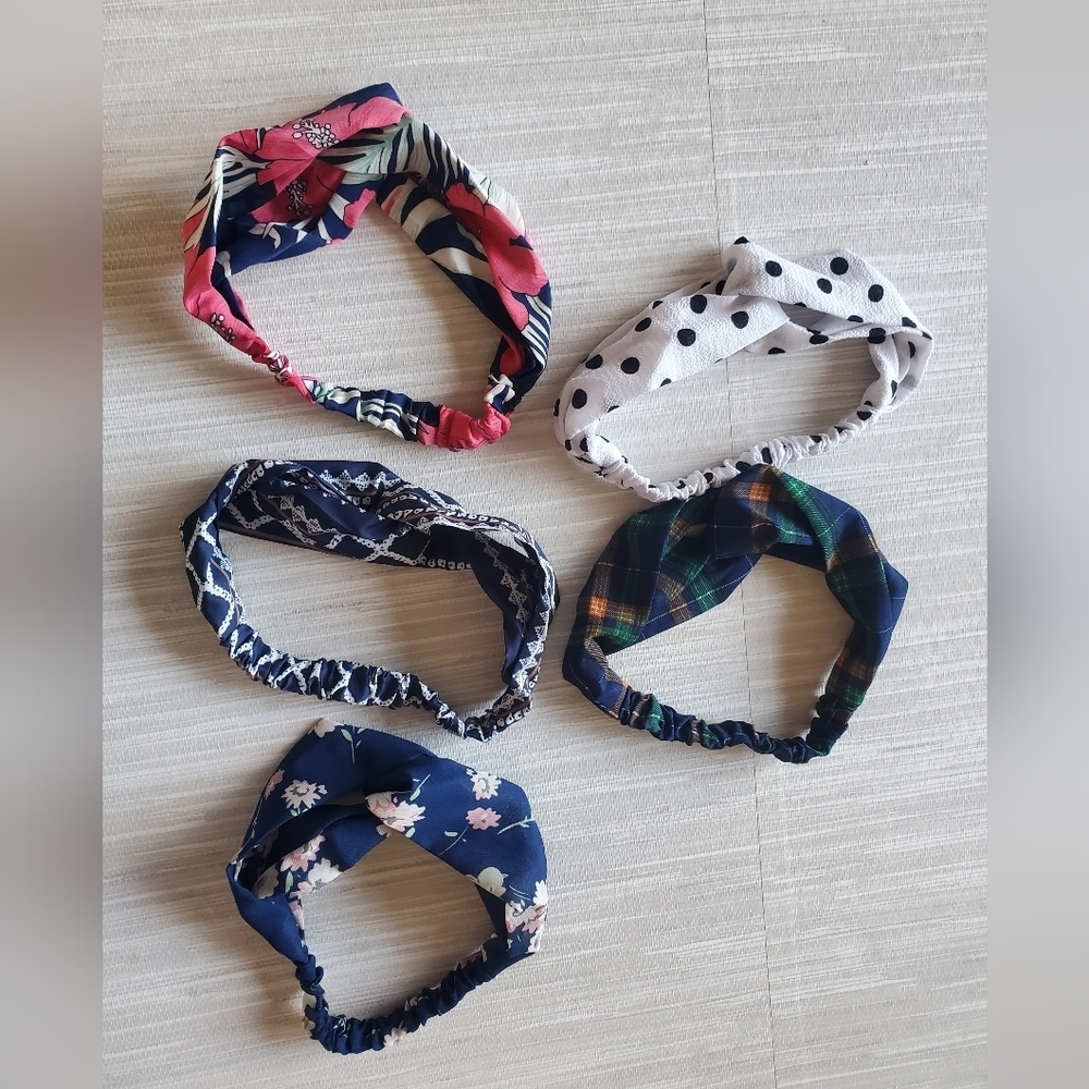 Boho Twisted Criss Cross Wrap Elastic Headbands 10 Piece Set Great Variety NEW - Picture 5 of 6